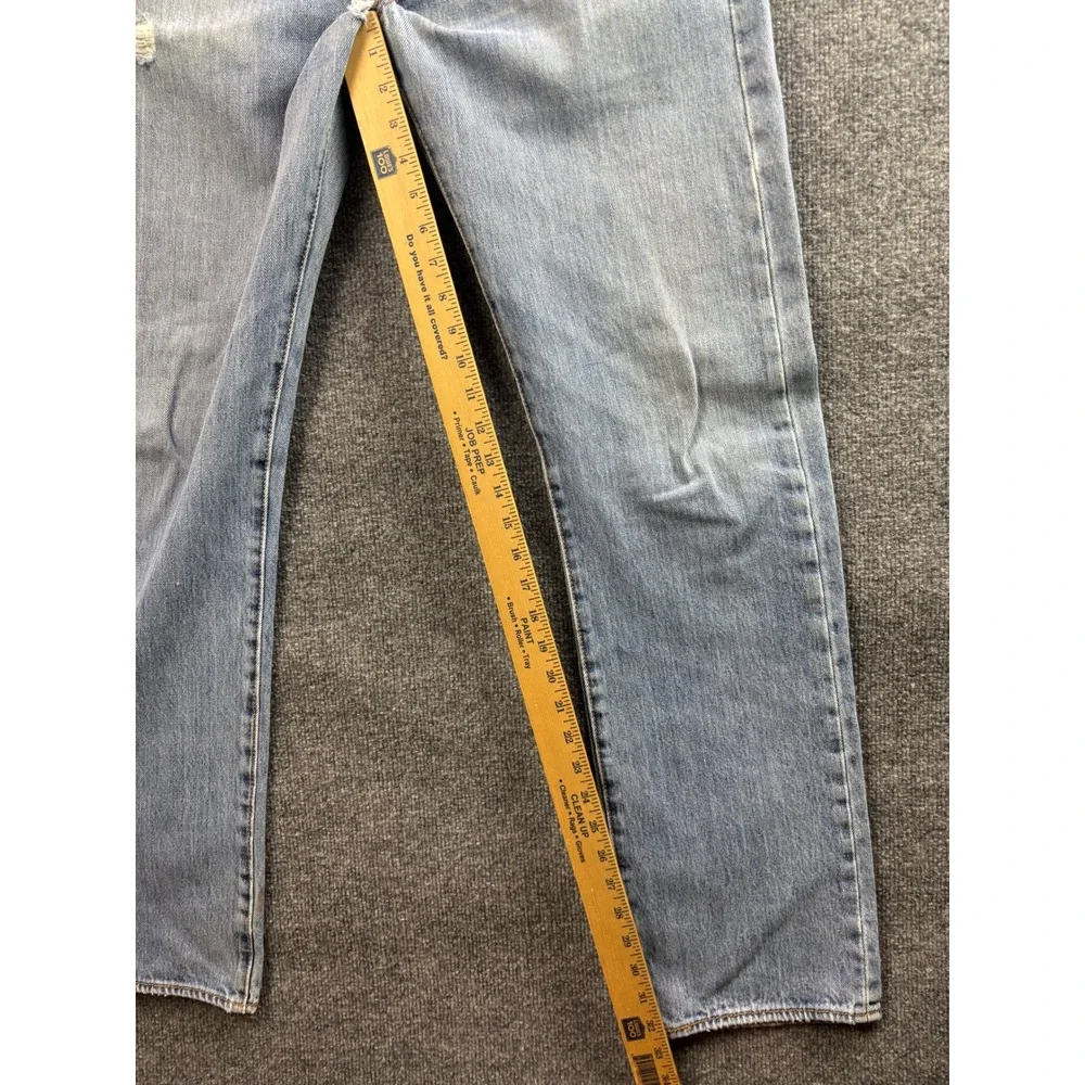 Levi's 501 Button Fly Jeans Mens 33x34 Light Wash Blue Straight Leg 24-3453